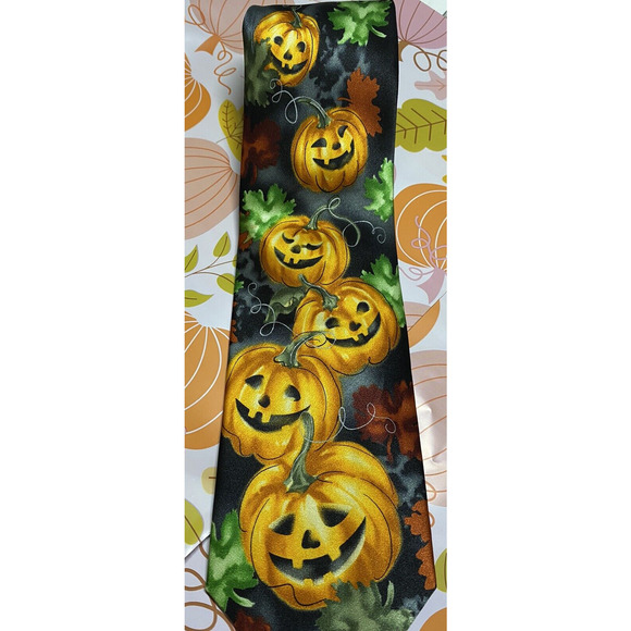 J Garcia Silk Necktie Fall Halloween Pumpkins 60 J Garcia Silk Necktie Fall Halloween Pumpkins 60\